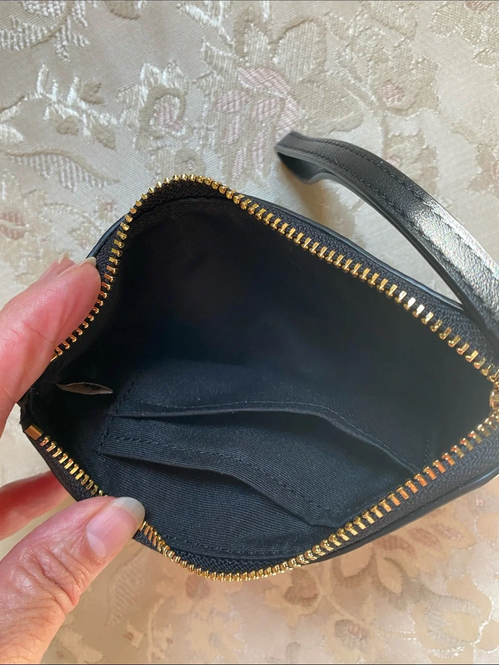 Coach Black Embossed Signature Wristlet with Gold Hardware
